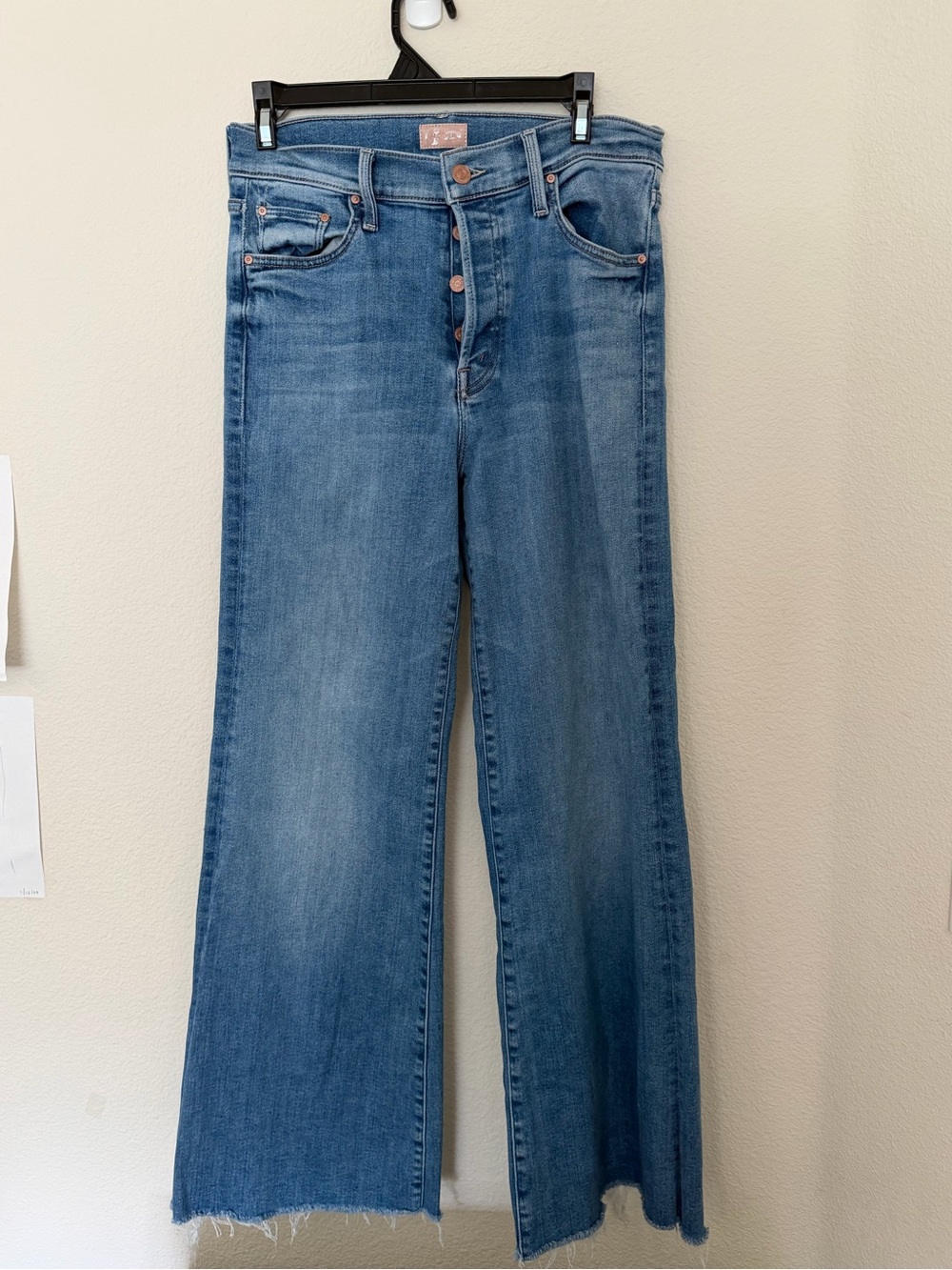 MOTHER Mid-Blue Wide-Leg Denim Jeans - Picture 2 of 6